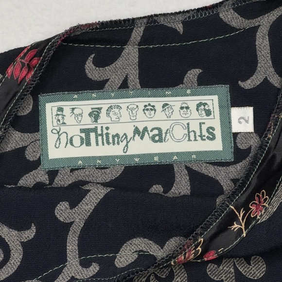 Nothing Matches Sweater Womens Size 2 Blue Gray Floral Patchwork Ruffle Boho Top - Picture 3 of 6